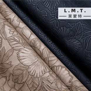 莱蒙凹凸清晰花朵面料箱包立体pu有致 设计树叶手袋 人造革纹理特