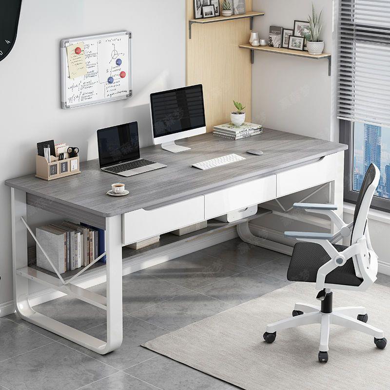 电脑桌台式家用办公桌子带抽屉写字桌卧室简约书桌出租屋工作台