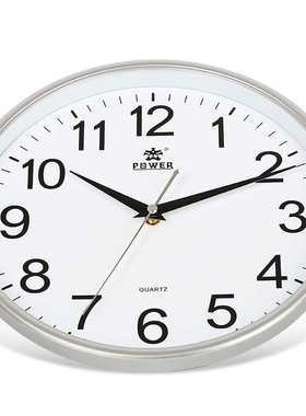 POWER霸王12英寸客厅卧室石英钟静音圆形挂表创意简约挂钟8237