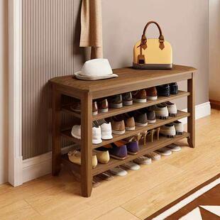 鞋柜家用门口实木整装收纳一体入户换鞋凳多层可坐式楼道室内鞋架