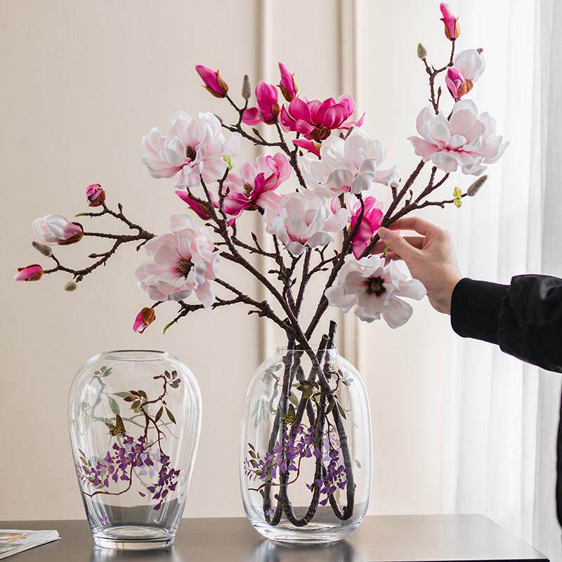 玻璃花瓶摆件客厅玄关餐桌花桌面高级感水培鲜花插花装饰生日礼物盖布配件
