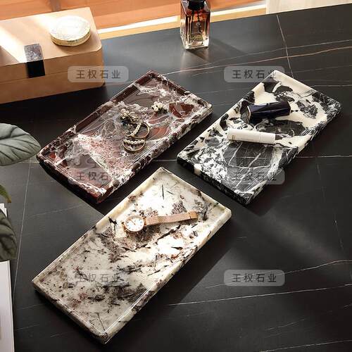 新天然大理石香薰托盘家用客厅卧室装饰品摆件现代简约轻奢收纳盘
