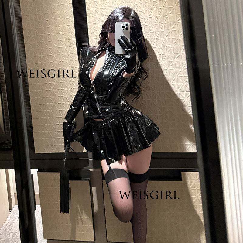 暗黑系性感御姐漆皮制服小胸夜场辣妹女王套装cosplay万圣节服装