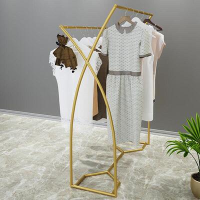 服装中架落地式简岛装服店展示架双排架中间货架GB-20424双杠侧挂