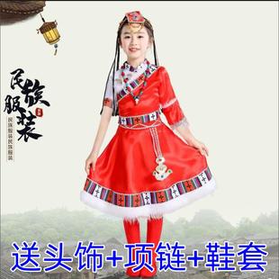 蒙古舞台演出服幼女儿园少数民族表 男族童藏袍水袖 正品 藏儿童服装