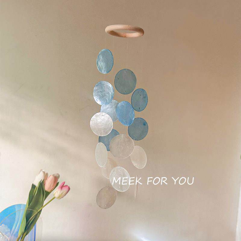 MEEK FOR YOU 夏日小清新蓝色贝壳风铃diy材料包日式门窗手作礼物