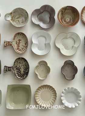FCMJ - 手工粗陶釉下彩侘寂风覆古做旧 小菜碟辅食碟糖果碟点心碟