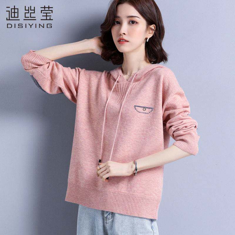 卫衣女春秋帽衫百搭潮2025新款针织衫毛衣洋气连帽打底衫短款上衣