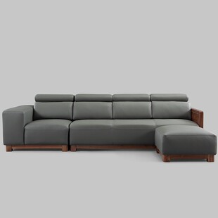 北美黑胡桃木沙发茶几组合酒店客厅沙发四人位沙发可调靠头