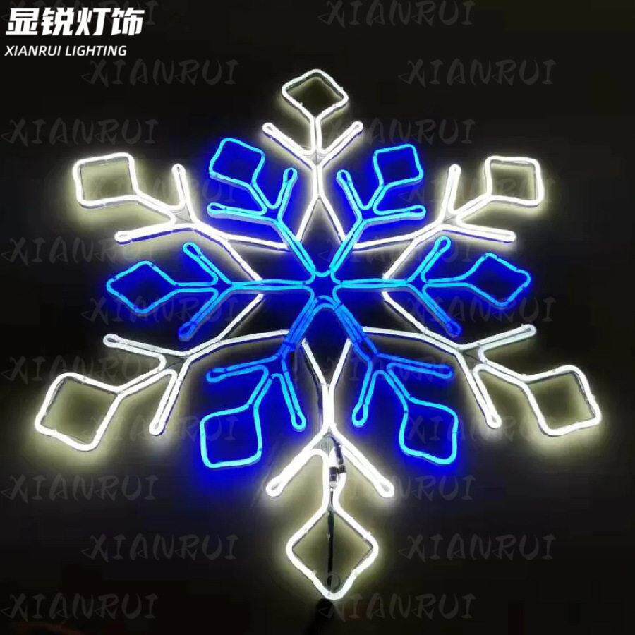 圣诞LED挂件雪花灯装饰雪花片造型灯图案防水雪花灯铁艺发光平面
