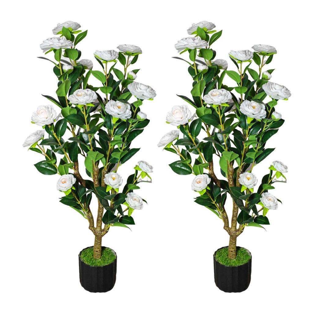 热销仿真山茶花树仿生茶玫花树仿真绿植茶花树造景玫瑰花