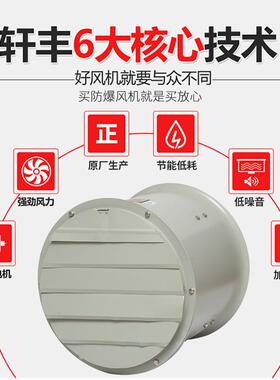 防爆轴流风机CBF-600带百叶 防雨排风机管道换气扇220v风机