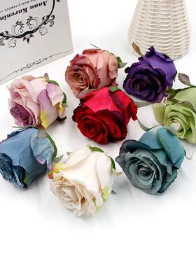 【玫瑰花头】欧式仿真玫瑰花手捧绢花摆件客厅室内装饰摆件绢花墙