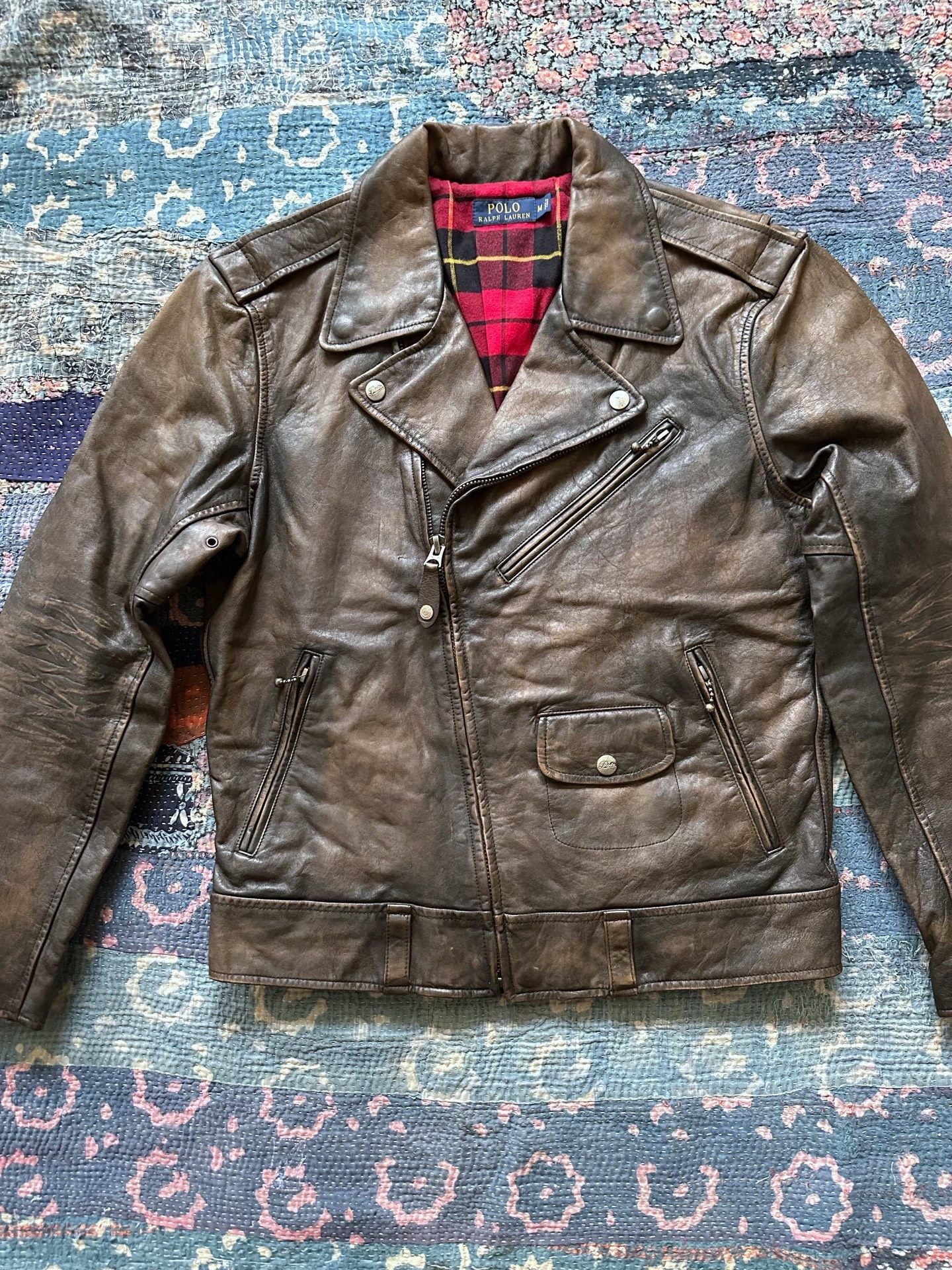 Polo Ralph Lauren Brown Distressed Biker Jacket