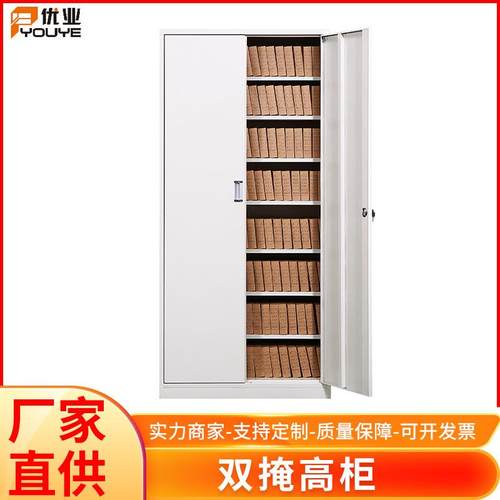 铁皮柜钢制资料收纳柜单位双门档案收纳柜带锁八层铁柜子文件柜
