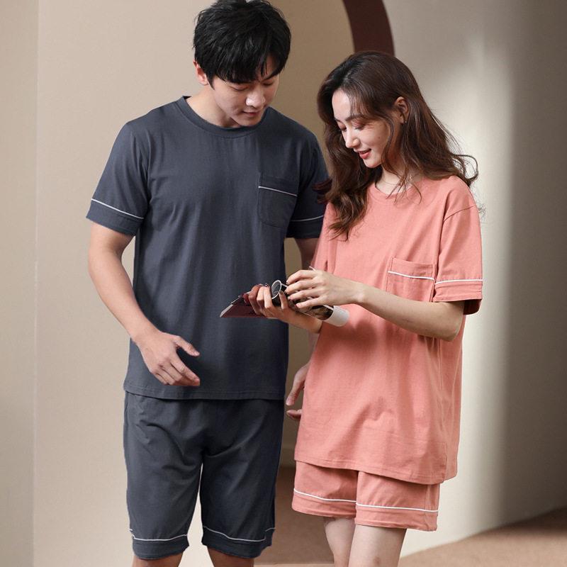 女睡衣情侣春秋短袖家居服粘纤棉夏家居服套装XXXXXXL加大码RC