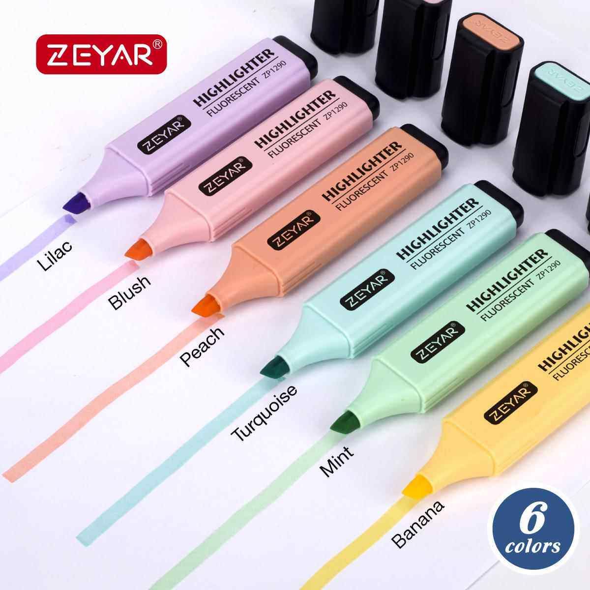ZEYAR荧光笔英国水性墨水日本笔头高品质荧光标记笔亚马逊热卖