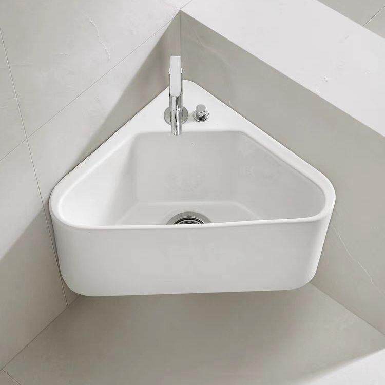 挂墙拖把盆实用三角形拖把池家用一体挂墙式陶瓷洗卫生间阳台壁挂