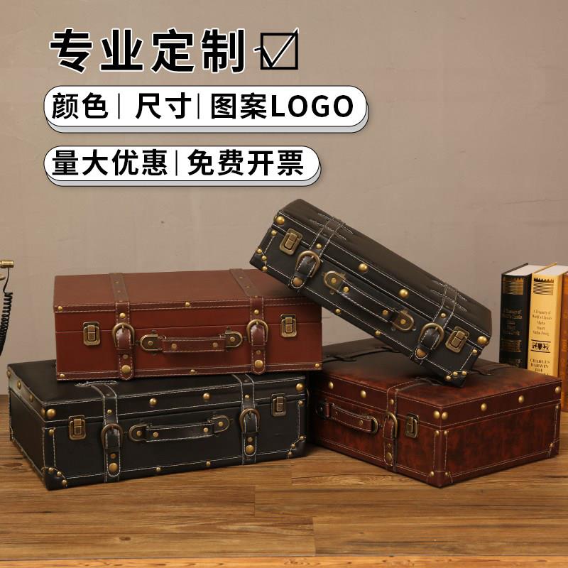 欧式复古紫罗兰色手提木箱 可收纳旅行摄影道具实木整理箱