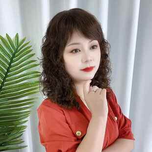 正品假发女头长人卷发全女真发中老年士全套气质妈妈卷发假发套一