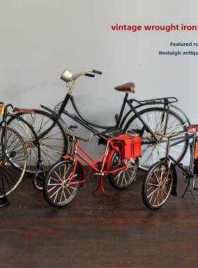 覆古铁自行车自行车模型饰品酒吧、商场、商店、餐厅、客厅怀旧软