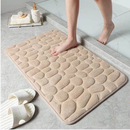 Cobblestone Embossed Bath Mat Non-slip Carpets In Wash 地垫