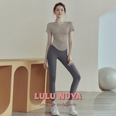 带胸垫瑜伽服套装女2025新款夏季专业普拉提训练上衣运动健身短袖