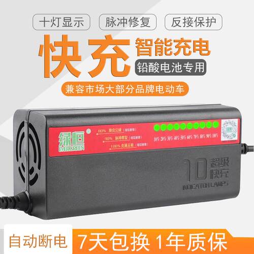 电动车电瓶充电器脉冲修复60V20/32/58AH72绿恒自动断电三轮通用
