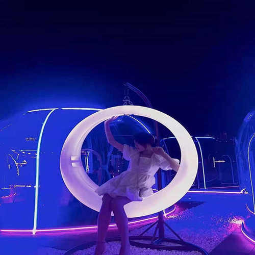 1.3米LED发光秋千 网红秋千 公园文旅儿童秋千 月亮秋千 户外吊篮