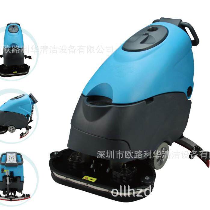 双刷手推式洗地机厂矿电瓶式自动洗地机