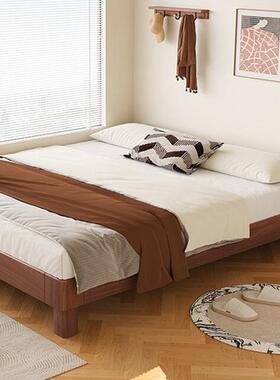 全实木地台床家用卧室2026新款小户型悬浮床无床头榻榻米排骨架床