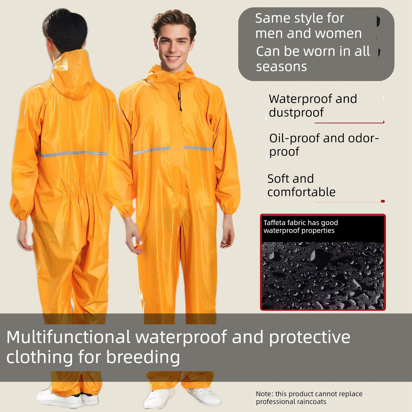 大码防护服防水工作服男女打磨喷漆防尘服雨衣专用喂猪养殖场连体