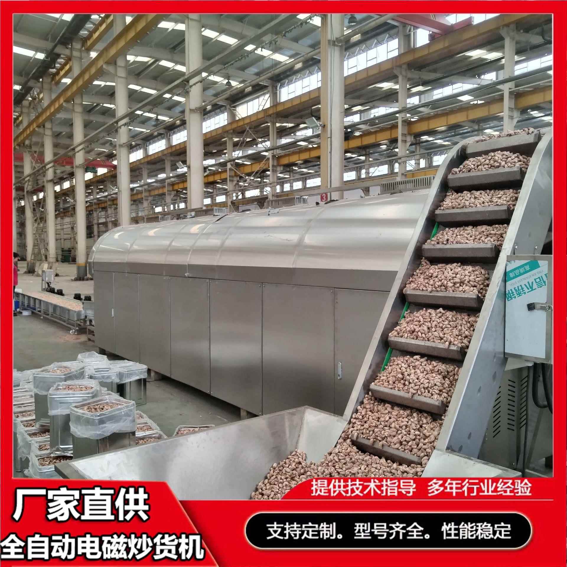 瓜货子电炒货机流水线杏仁炒机豆粕麦磁麸OLA鱼饵连料续式炒货机