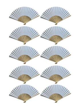 10x Bamboo Folding Fan White Paper Hand Fan for Performance