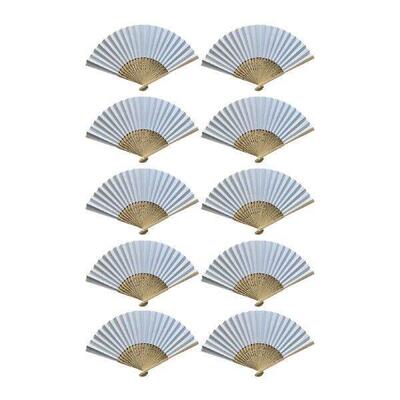 10x Bamboo Folding Fan White Paper Hand Fan for Performance