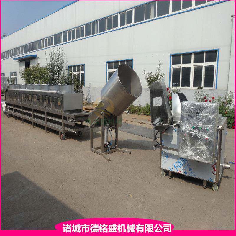 云南琥珀核桃仁加工设备 核桃仁油炸机 坚果类核桃仁裹糖油炸线