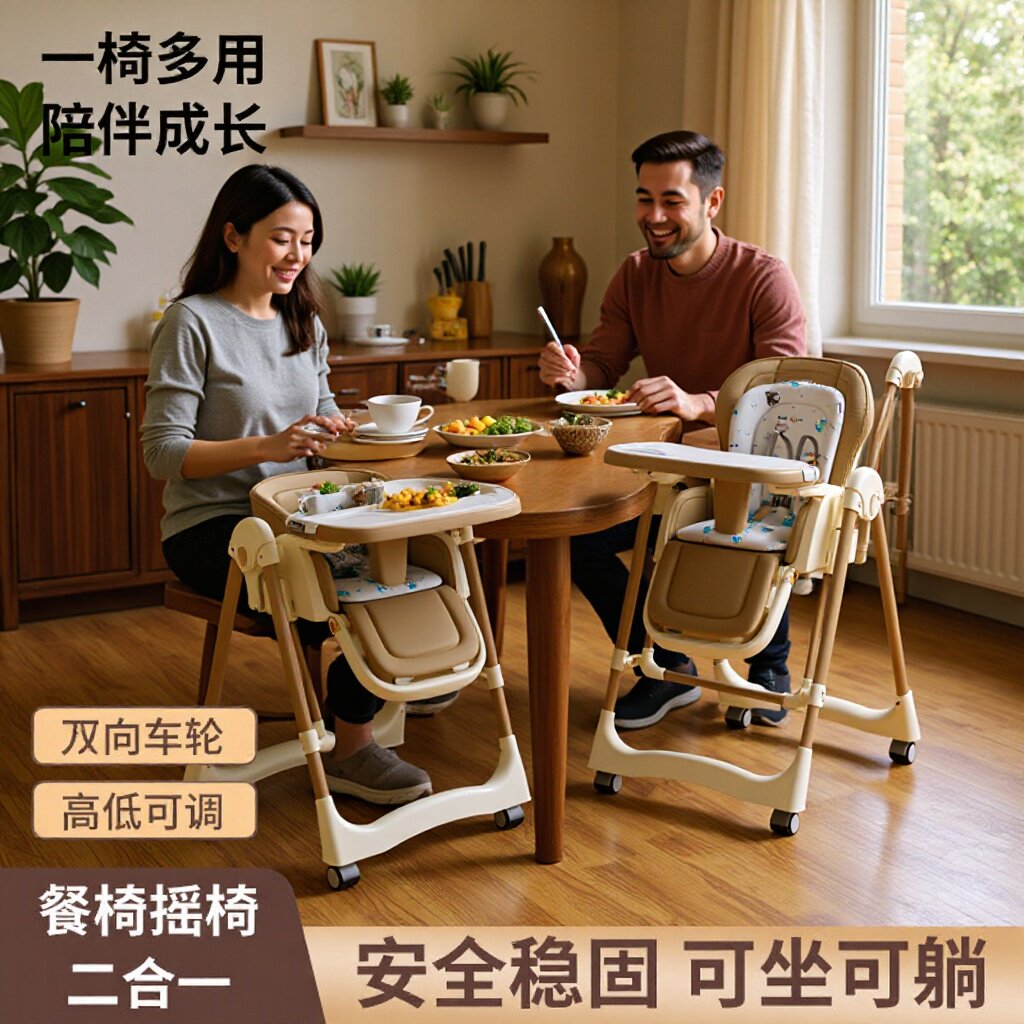 跨境批发宝宝餐椅皮质座套宝宝餐桌婴幼儿大餐盘吃饭椅摇椅二合一