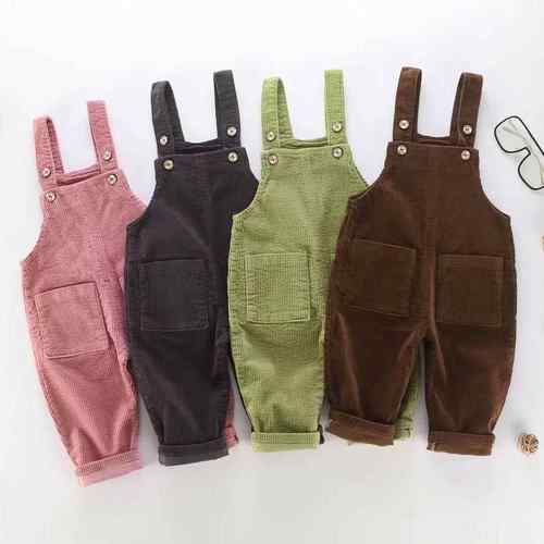 婴儿背带裤a类秋款可开档1---3岁灯芯绒套装连体裤