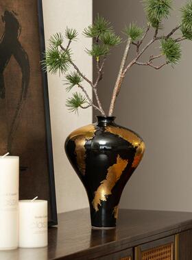 艺贝创意意式轻奢金箔瓶CTB-2512摆件客插花电花视柜厅玄关斗柜陶