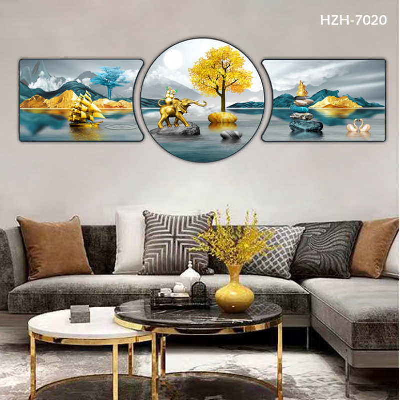 客厅装饰画福禄双全壁画现代轻奢三联画寓意好沙发背景墙挂画,家居饰品,现代装饰画,淘宝优惠券,粉丝福利购,淘宝优惠卷