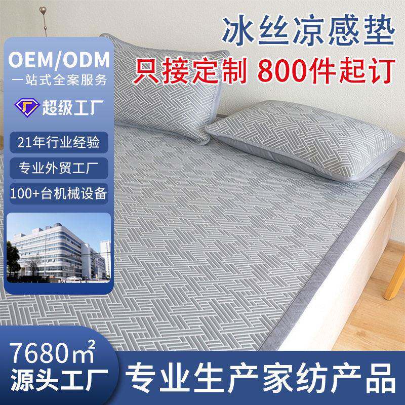 跨境韩国冰丝席 160x200cm中分子PE软垫 折叠水洗防滑凉感床