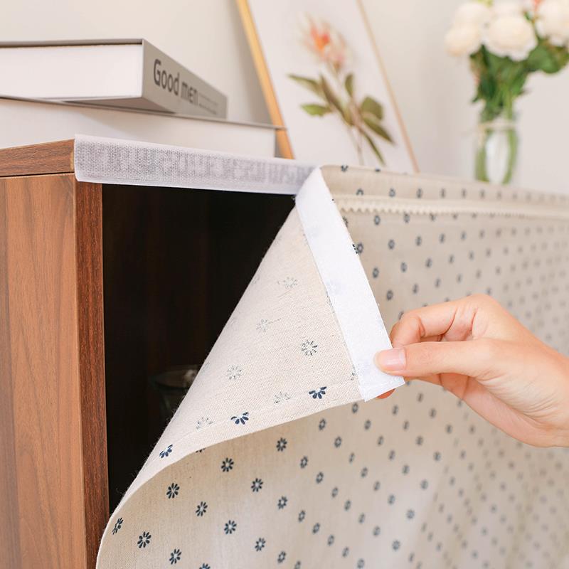 魔术贴免打孔柜子遮挡帘鞋架杂物布帘橱柜门帘书架衣柜防尘挡帘