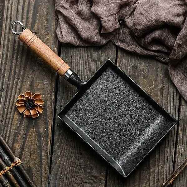 1Pc Japanese Cast Iron Pan Frying Tamagoyaki Omelette Black