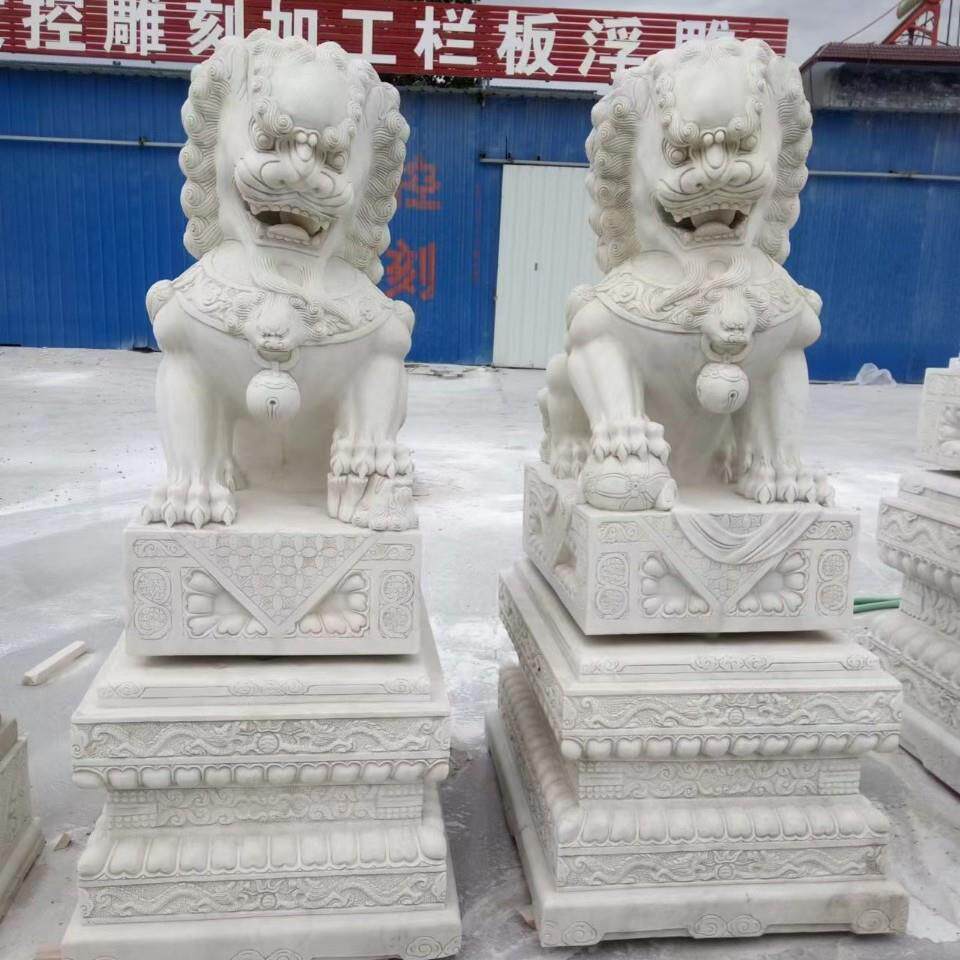酒店企业门口天安门石狮子一对直销青石看门摆件大型汉白玉狮子