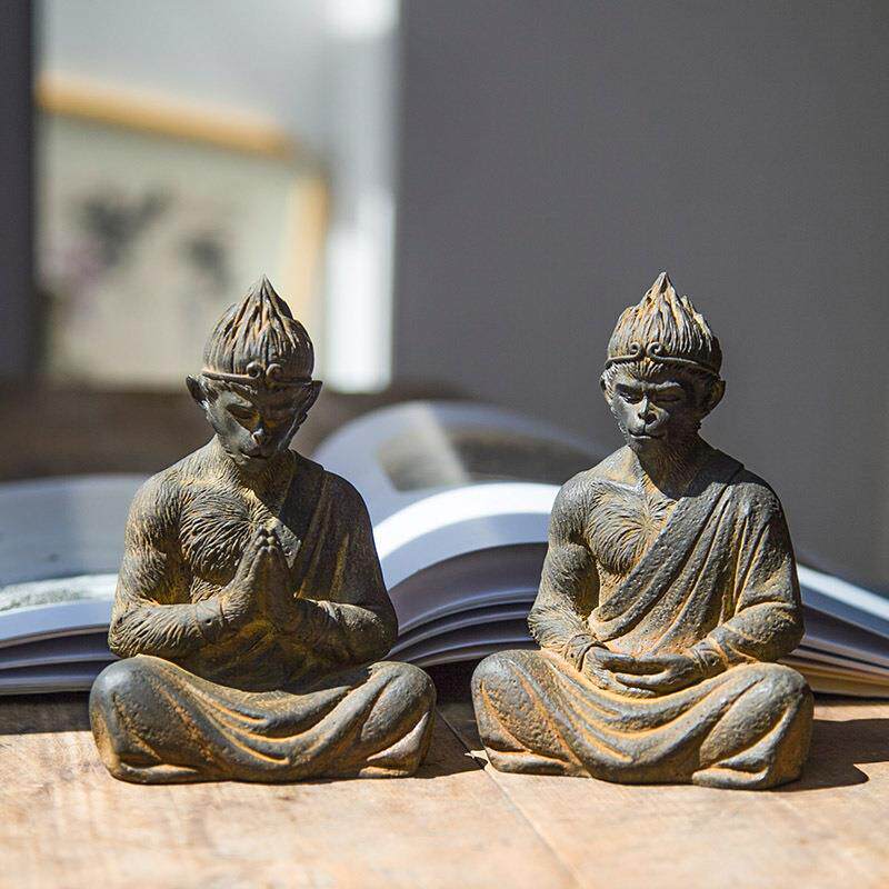 禅意新中式斗战圣佛齐天大圣孙悟空猴子桌面铸铁摆件家居可养茶宠