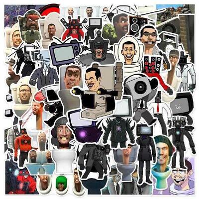 50PCS Skibidi Toilet Funny Game Stickers Simple Decals