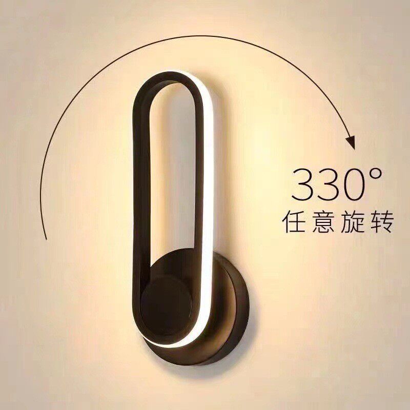 北欧壁灯卧室床头灯可旋转调节变光简约LED楼梯客厅网红创意个性