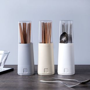 筷子筒带盖塑料家用筷子盒防尘置物架餐具收纳 厨房沥水筷子笼日式