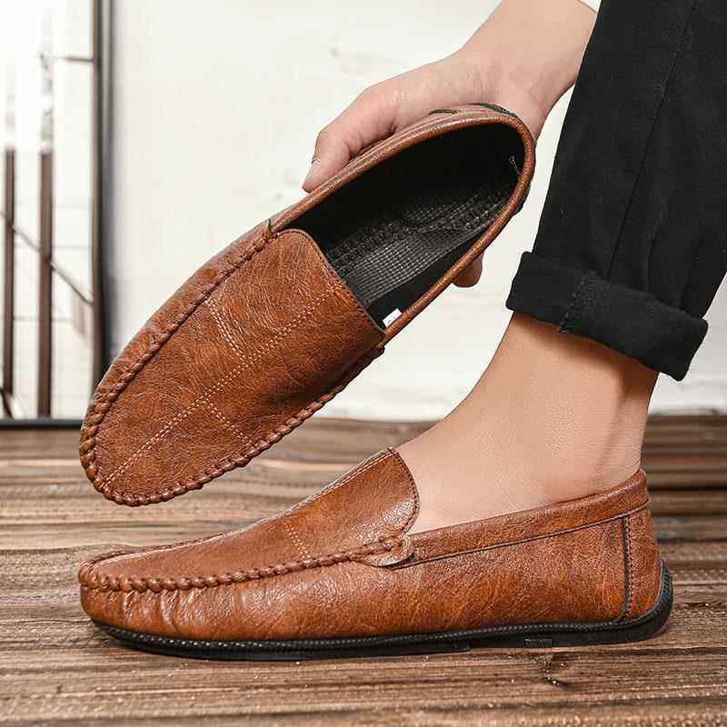 高档豆鞋男韩夏季套脚版懒人鞋023春季休闲豆皮鞋潮流2男士驾车鞋