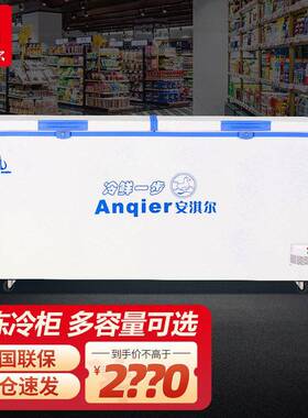 安淇尔速冻冰柜牛羊肉大容量冷冻鱼肉海鲜带滚轮顶开门冷冻冰柜